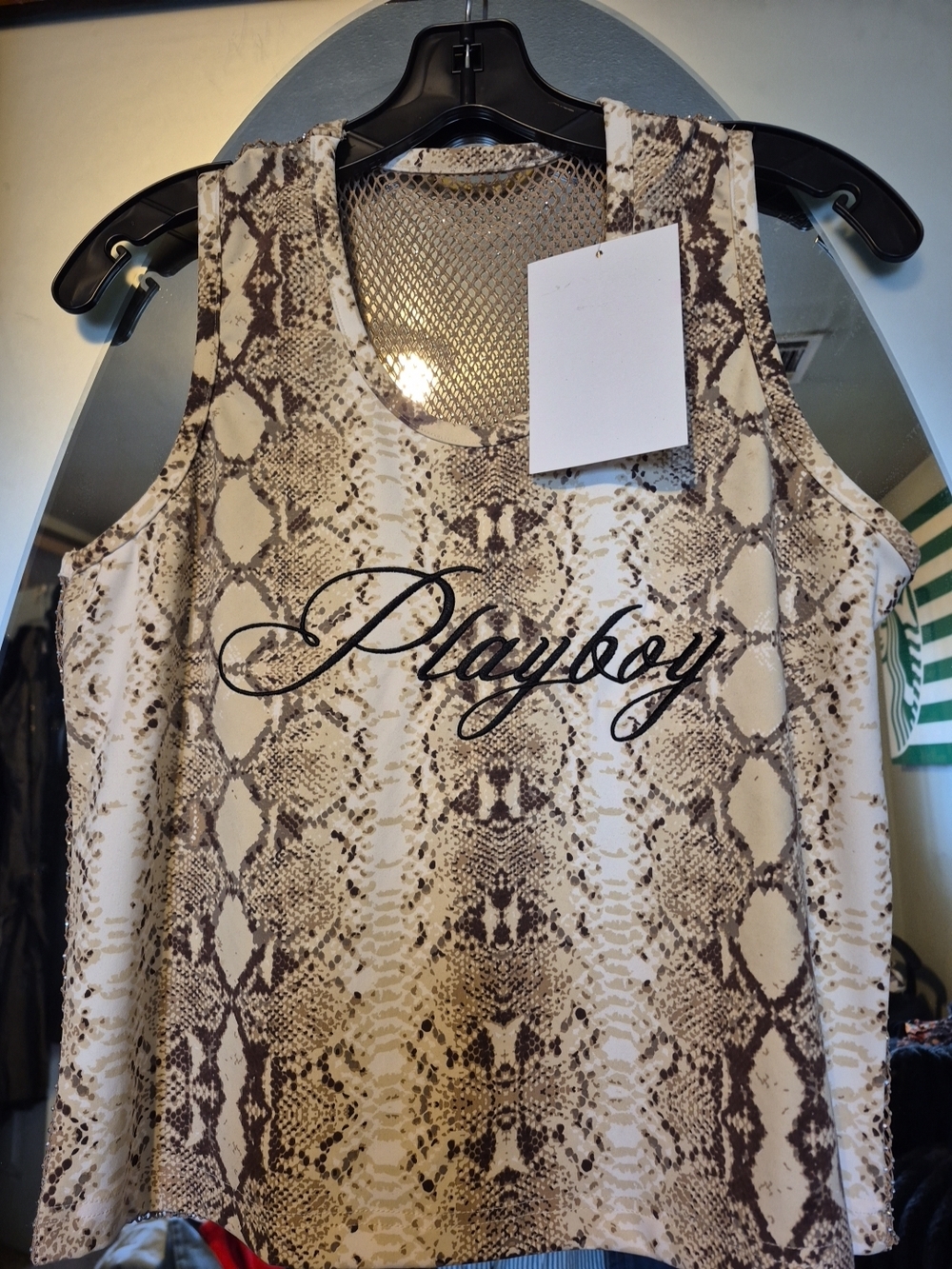 Playboy Snake Print Tank Top - Neutral Tones